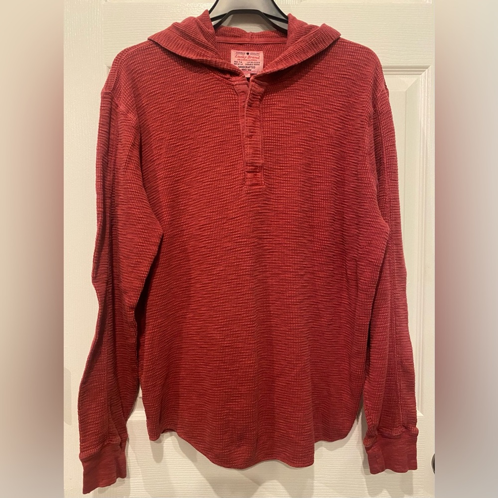 Lucky Brand Men's Casual Red Button Down Shirt